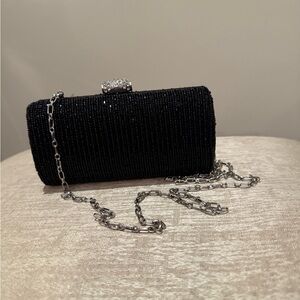 Elegant Black Beaded Clutch